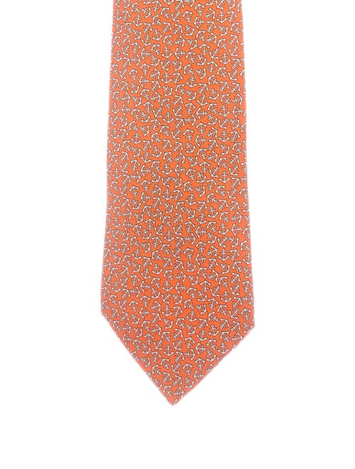 Hermès Anchor Silk Tie orange