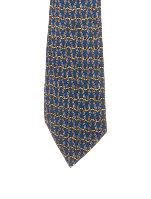 Hermès Printed Silk Tie blue