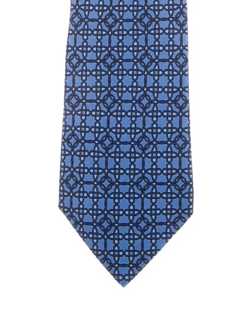 Hermès Printed Silk Tie blue