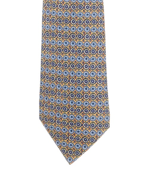 Hermès Printed Silk Tie blue