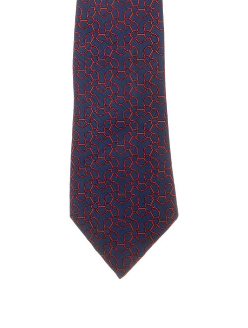 Hermès Silk Print Tie blue