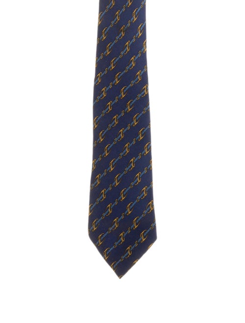Hermès Silk Print Tie blue