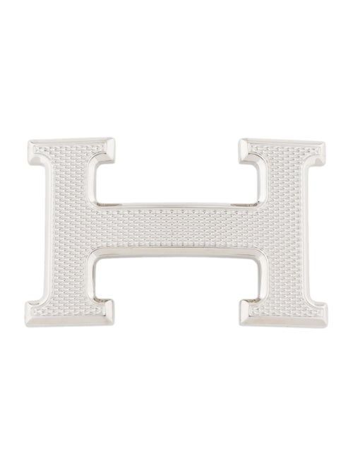 Hermès Guilloche H 32mm Belt Buckle silver