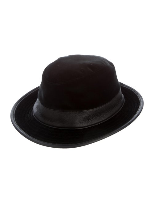 Hermès Leather-trimmed Velvet Bucket Hat Black