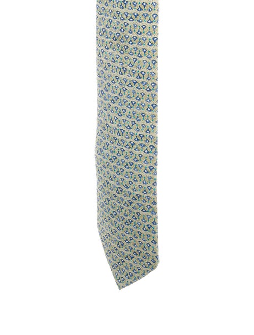Hermès Printed Silk Tie blue