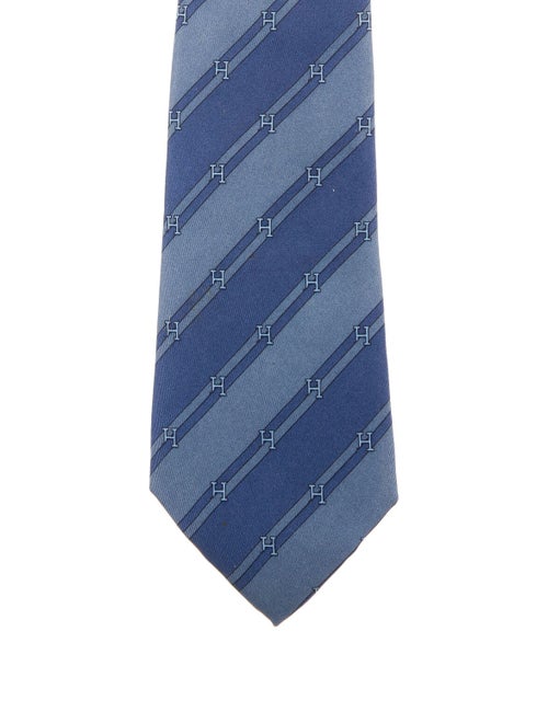 Hermès Printed Silk Tie blue