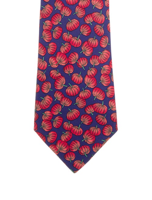 Hermès Printed Silk Tie blue