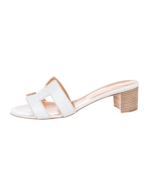 Hermès Oasis Leather Sandals Leather Slides White