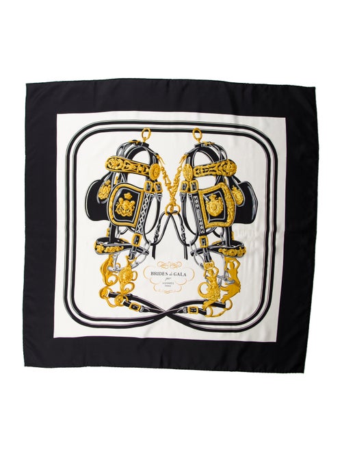 Hermès Brides de Gala Silk Scarf Black