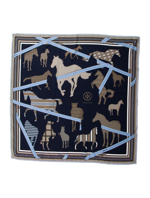 Hermès Printed Silk Scarf navy