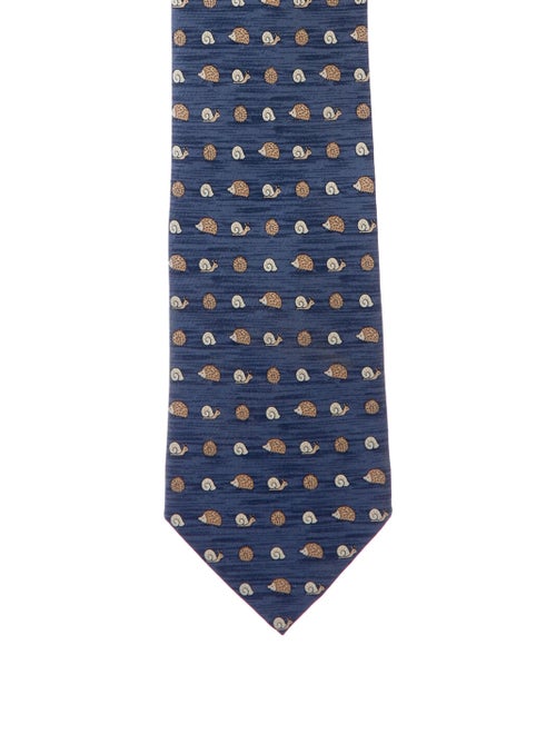 Hermès Printed Silk Tie blue