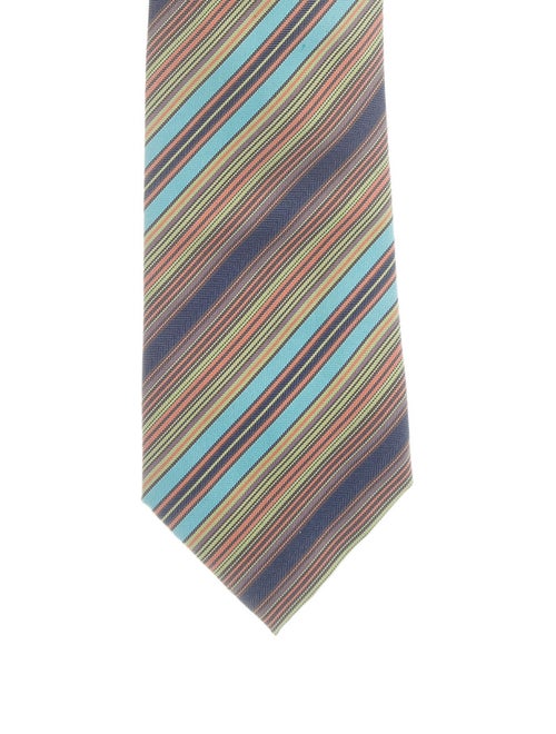 Hermès Striped Silk Tie blue