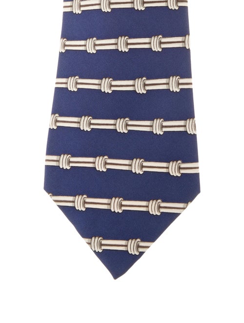 Hermès Silk Printed Tie blue