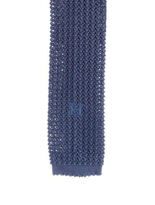 Hermès Skinny Knit Silk Tie blue