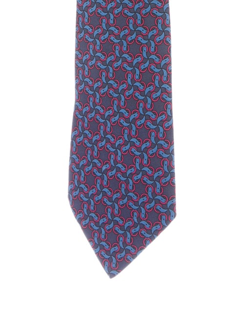 Hermès Printed Silk Tie blue