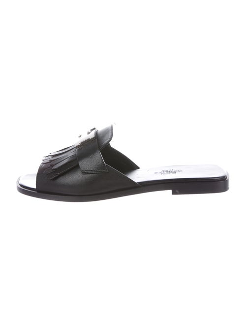 Hermès Auteuil Signature Logo Slides Black