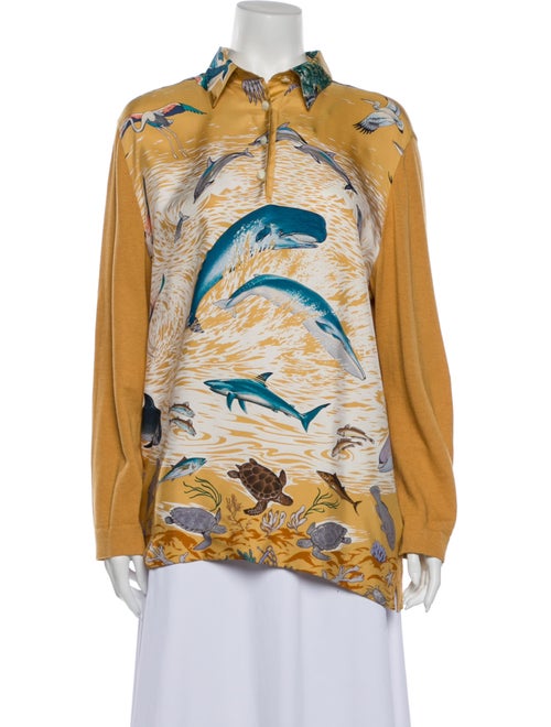 Hermès Silk Printed Sweater Orange
