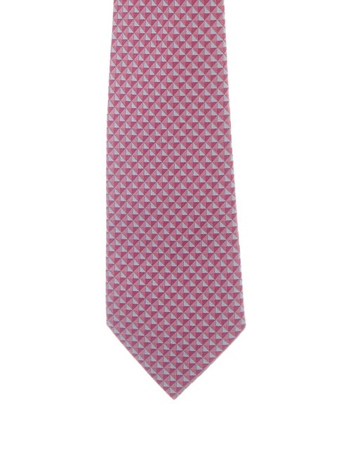 Hermès Patterned Silk Tie pink