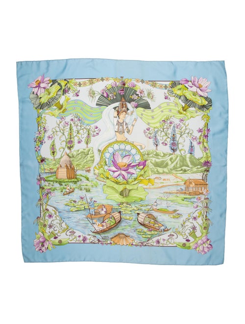 Hermès Sarasvati Silk Scarf blue