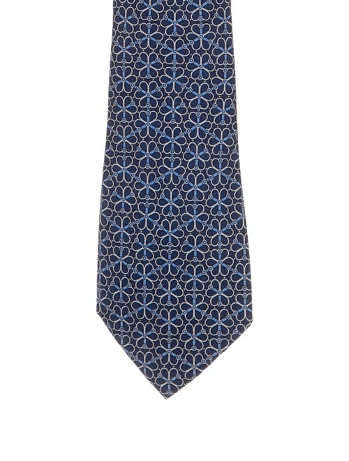Hermès Printed Silk Tie blue