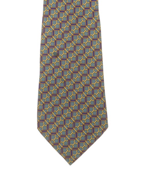 Hermès Printed Silk Tie teal