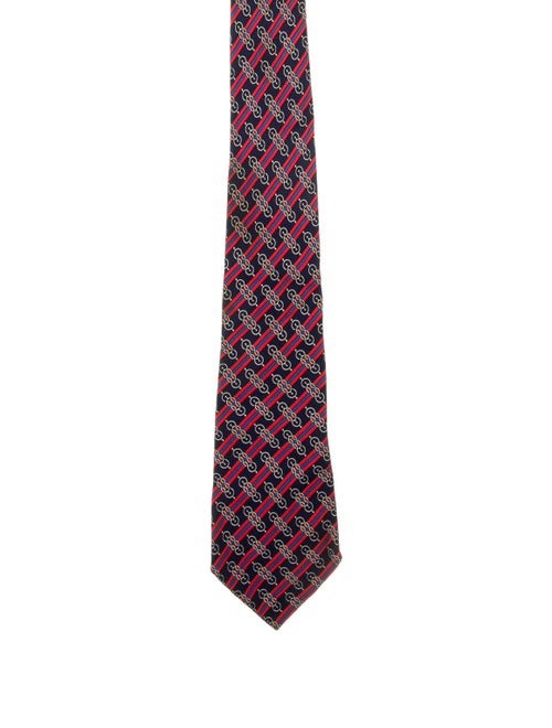 Hermès Printed Silk Tie navy