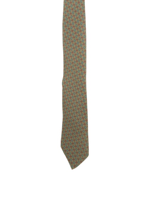 Hermès Printed Silk Tie green