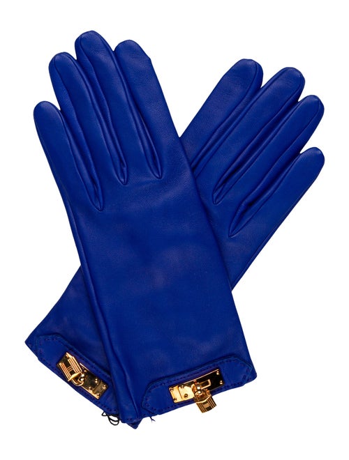 Hermès Milo Kelly Lock Gloves Bleu
