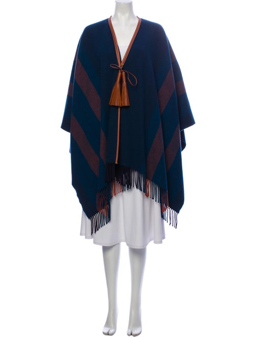 Hermès Merino Wool Striped Poncho Wool