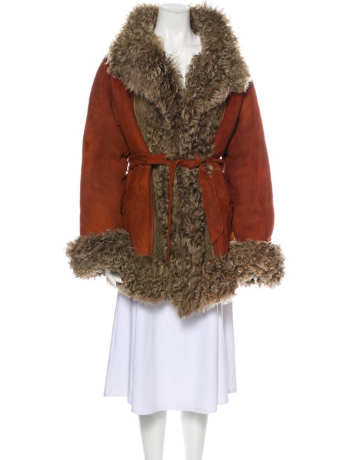 Hermès Shearling Faux Fur Coat Orange