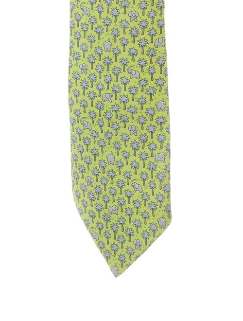 Hermès Printed Silk Tie chartreuse