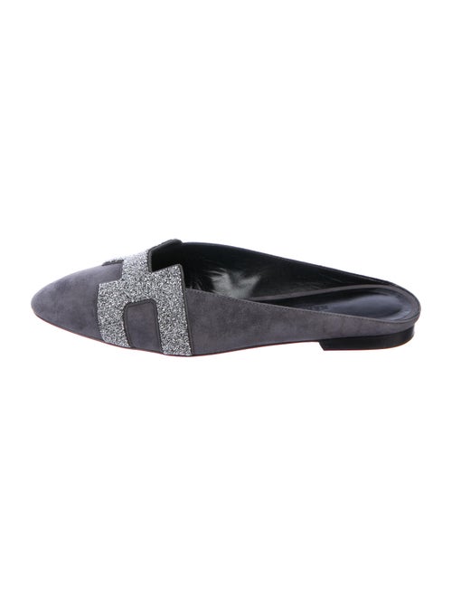 Hermès Crystal Roxane Mules Suede Mules Grey