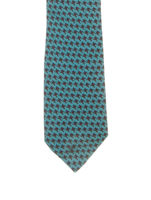 Hermès Houndstooth Tie blue