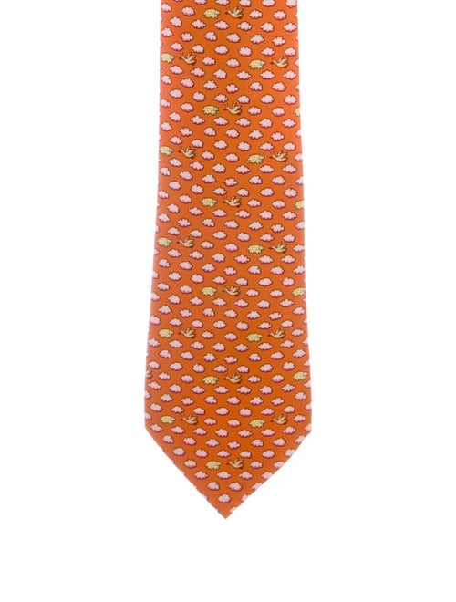 Hermès Silk Printed Tie orange