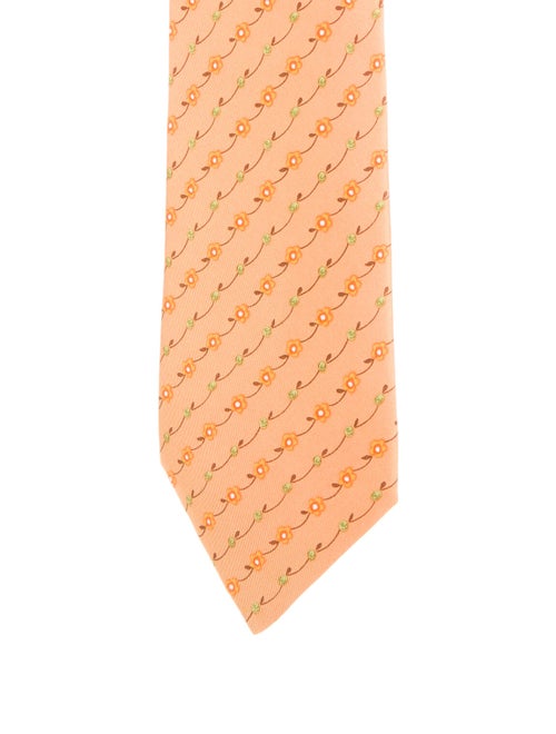 Hermès Silk Floral Tie orange