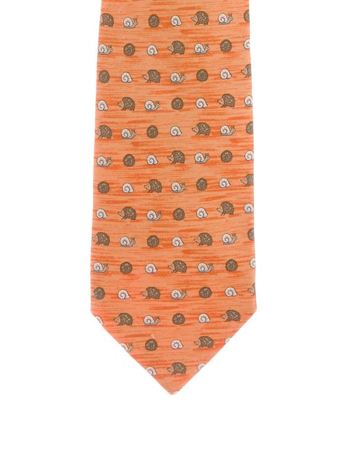 Hermès Silk Printed Tie orange