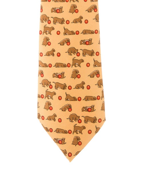 Hermès Silk Print Tie orange