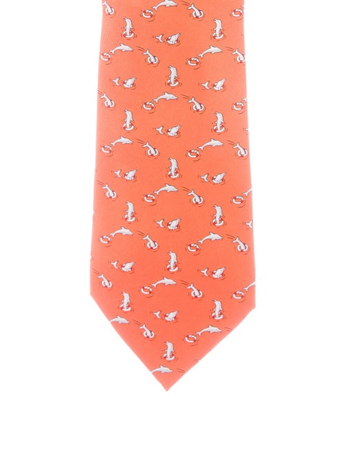 Hermès Printed Silk Tie orange