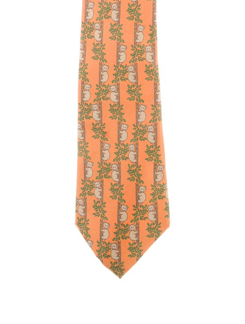 Hermès Printed Silk Tie orange