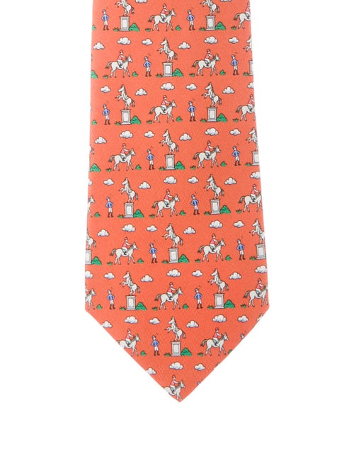 Hermès Printed Silk Tie orange