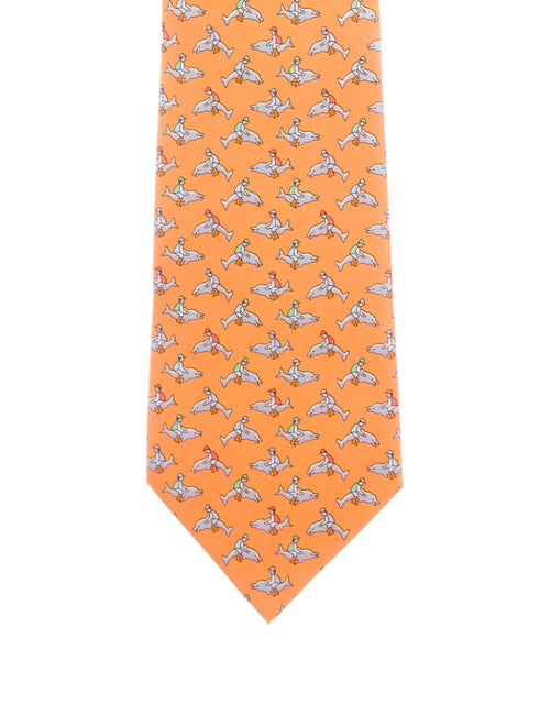 Hermès Printed Silk Tie orange