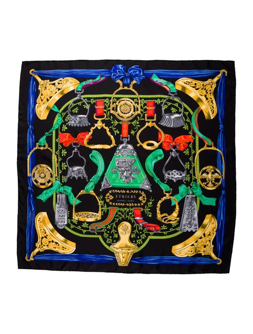 Hermès Etriers Silk Scarf Silk Scarf Black