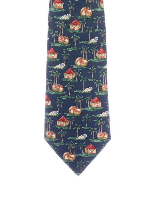 Hermès Hermes Silk Printed Tie blue