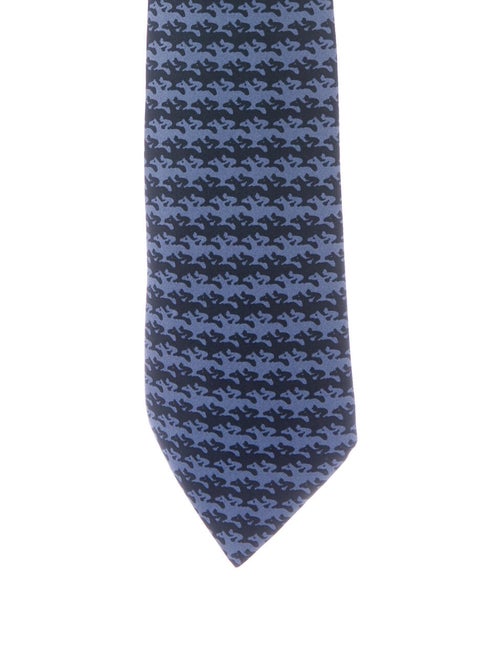 Hermès Hermes SIlk Printed Tie blue