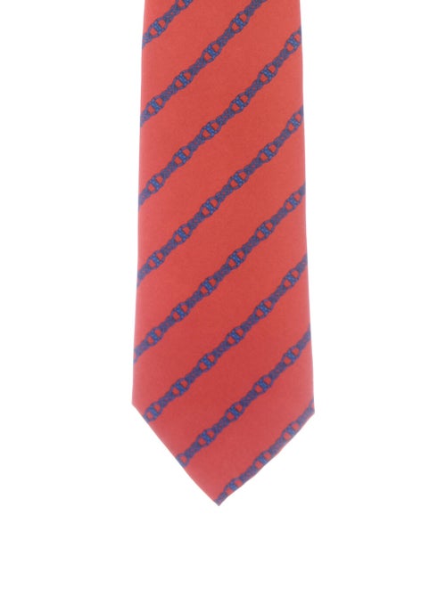Hermès Hermes Silk Printed Tie red