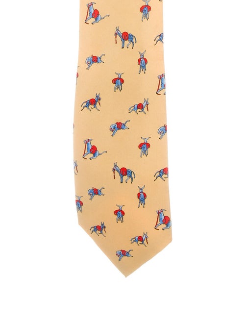 Hermès Donkey Print Silk Tie yellow