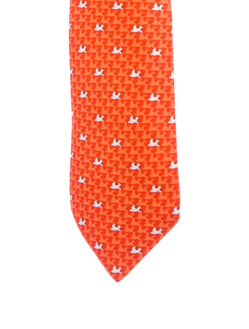 Hermès Silk Printed Tie orange