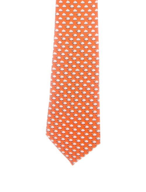 Hermès Silk Printed Tie orange
