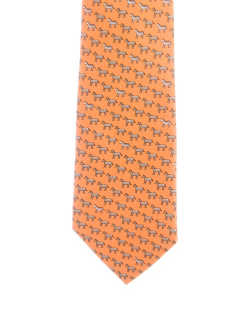 Hermès Silk Printed Tie orange