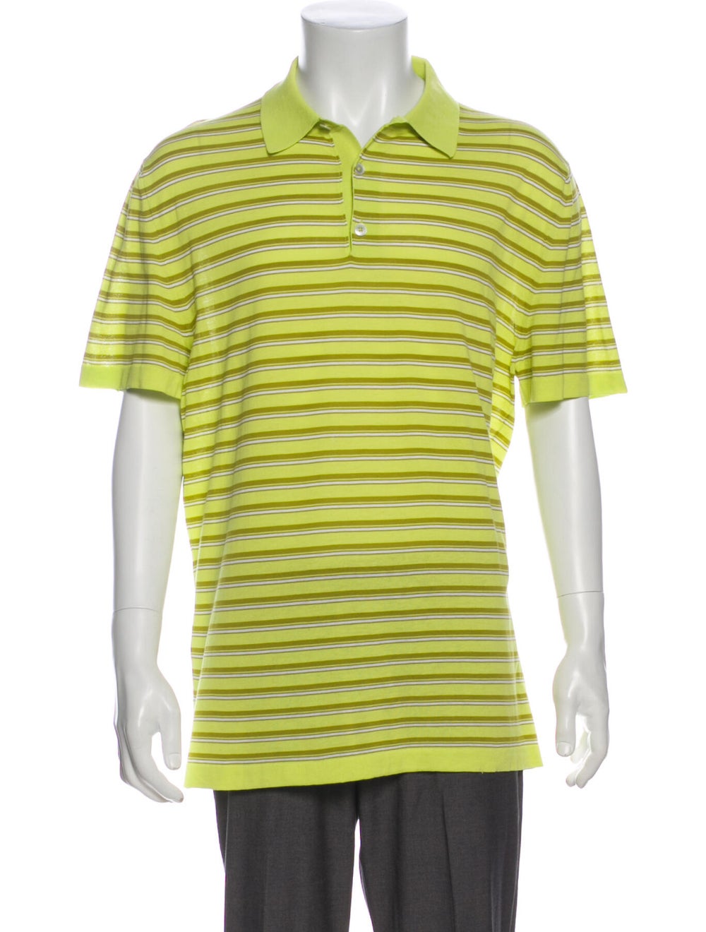 Hermès Striped Crew Neck Polo Shirt Brown Polos, Clothing HER311236